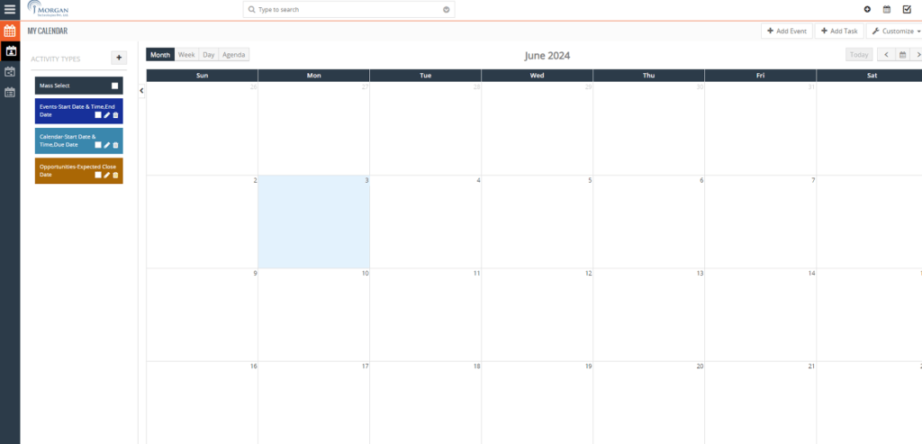 Lead CRM Calendar